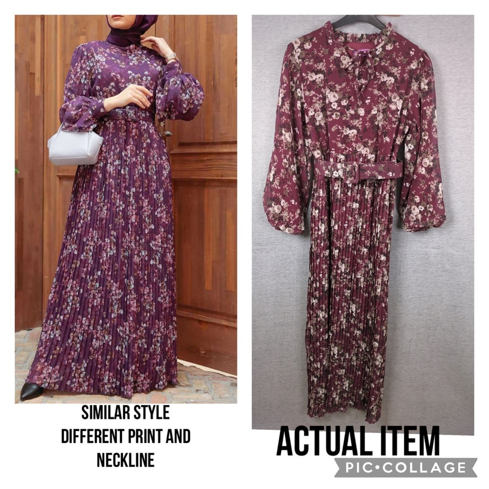 Daria Floral Pleated Chiffon Dress
